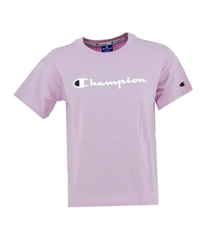 Champion  Tshirt rose logo blanc