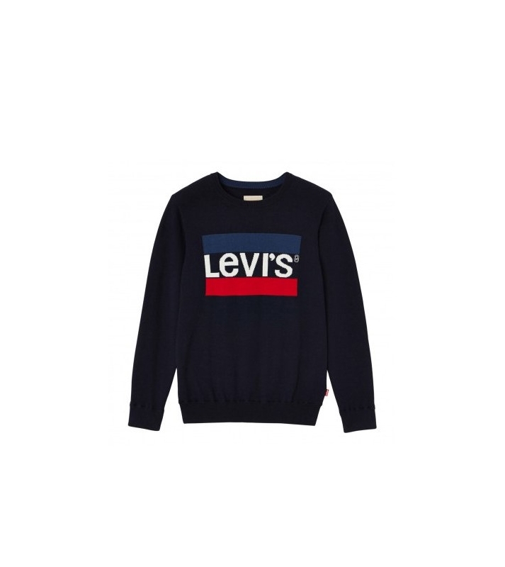 Levi's  Pull en maille piqué bleu marine logo central