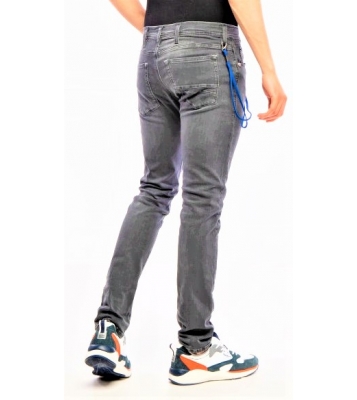 Replay  Jeans Gris détail cordon bleu Longueur 34