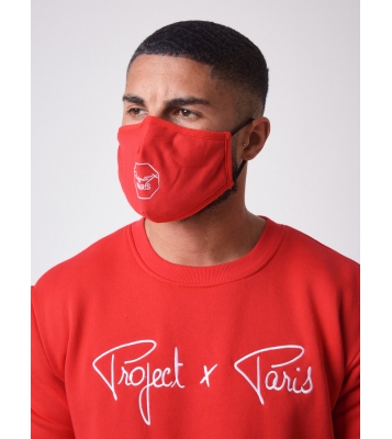 Project X  Masque pour le visage brodé rouge logo central