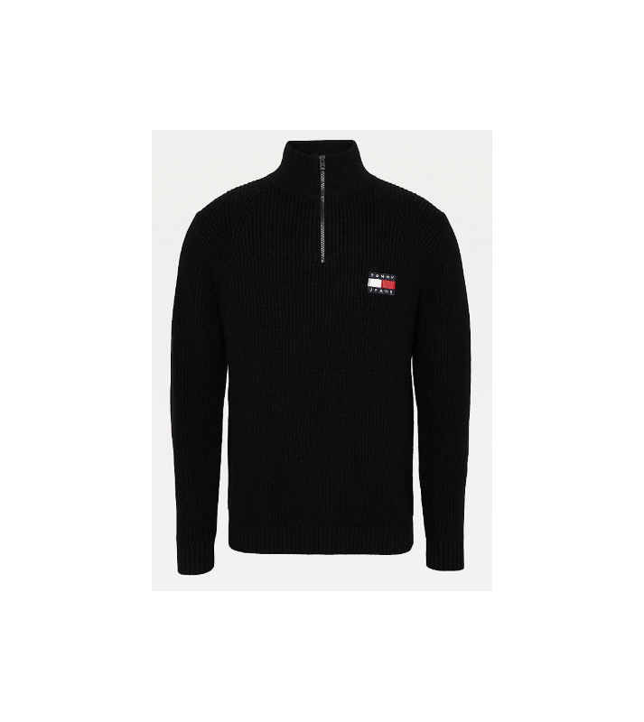 Tommy Hilfiger  Pull zippé à badge noir