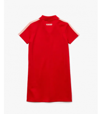 Lacoste  Robe polo rouge à bandes rayées