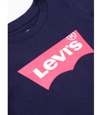 Levi's  Tshirt manches courte fille bleu logo rose