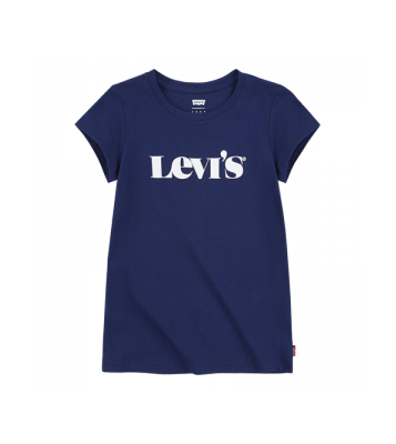 Levi's  Tshirt manches courte fille bleu logo blanc
