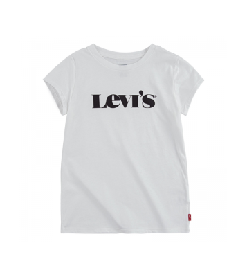 Levi's  Tshirt manches courte fille blanc logo noir