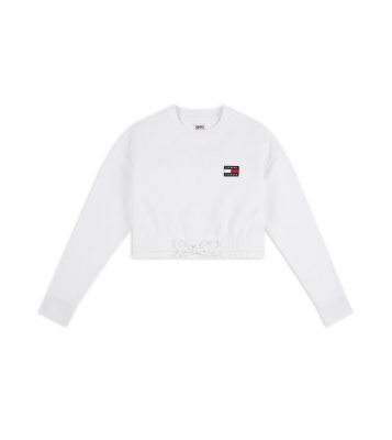 Tommy Hilfiger  Pull à col rond cropped Badge Crew blanc