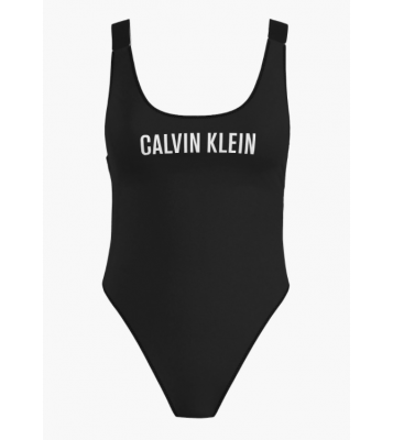 Calvin klein  Maillot de bain dos nu une pièce noir logo blanc