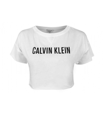 Calvin klein  Tshirt Cropped blanc logo noir
